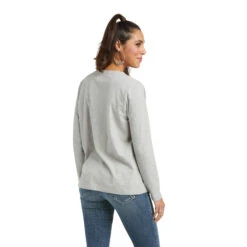 Ariat Ladies REAL Long Sleeve Heather Grey Logo Tee 10037525 6 Ariat Ladies REAL Long Sleeve Heather Grey Logo Tee 10037525 -Western Belle Deals 10037525 back