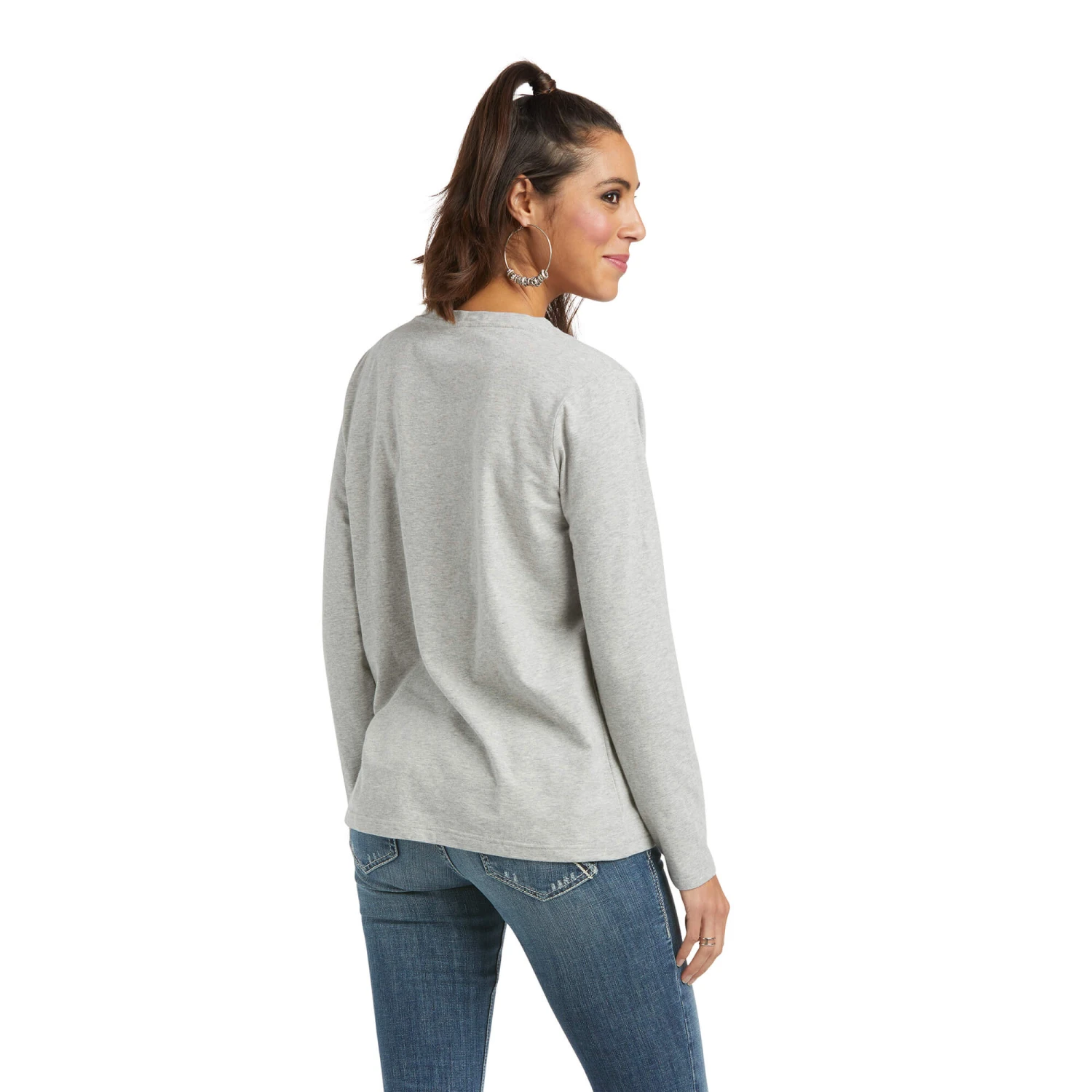 Ariat Ladies REAL Long Sleeve Heather Grey Logo Tee 10037525 3 Ariat Ladies REAL Long Sleeve Heather Grey Logo Tee 10037525 - Image 3