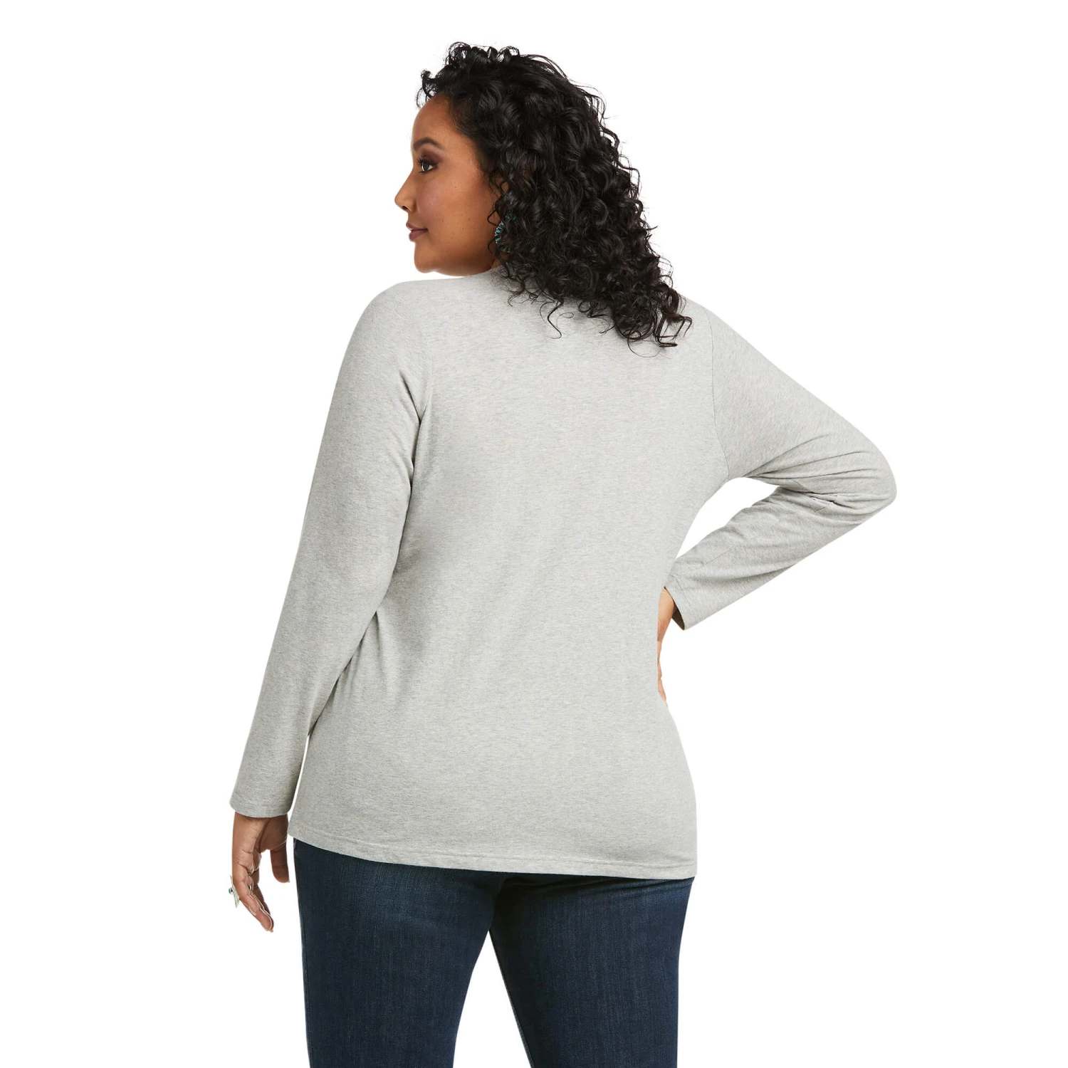 Ariat Ladies REAL Long Sleeve Heather Grey Logo Tee 10037525 4 Ariat Ladies REAL Long Sleeve Heather Grey Logo Tee 10037525 - Image 4