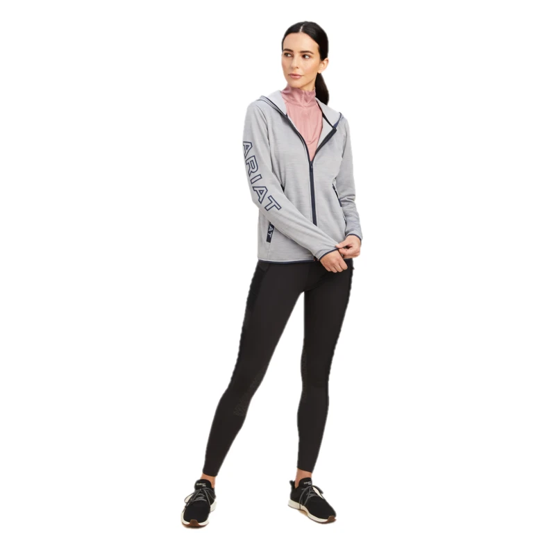 Ariat® Ladies Byron Full Zip Heather Grey Hooded Jacket 10039590 4 Ariat® Ladies Byron Full Zip Heather Grey Hooded Jacket 10039590 - Image 4