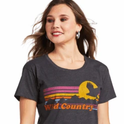 Ariat® Ladies Wild Country Short Sleeve Charcoal Heather Tee 10039970 -Western Belle Deals 10039970 2