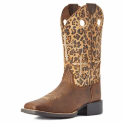 Ariat® Ladies Round Up Crossroads Brown Leopard Western Boots 10042384 -Western Belle Deals 10042384d