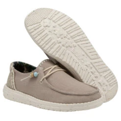 Hey Dude Ladies Wendy Natural Rose Grey Slip On Shoes 122155005 -Western Belle Deals 122155005 WENDY NATURAL ROSE LEFT 33