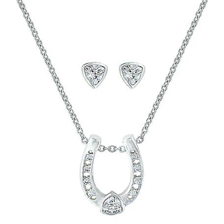 Montana Silversmiths® Tiny Trillion Stud Horseshoe Jewelry Set JS3216 1 Montana Silversmiths® Tiny Trillion Stud Horseshoe Jewelry Set JS3216