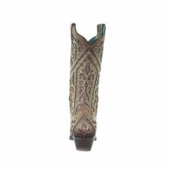 Corral Boots Corral Ladies Straw Brown Studded Boot W/ Bronze & Black Laser Inlay E1620 -Western Belle Deals 1620d