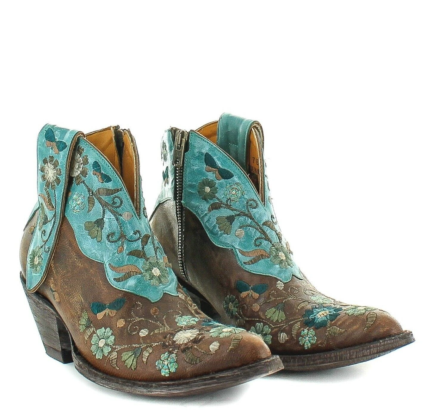 Old Gringo Ladies Cate Brown & Turquoise Floral Shortie Boots BL3186-1 4 Old Gringo Ladies Cate Brown & Turquoise Floral Shortie Boots BL3186-1 - Image 4
