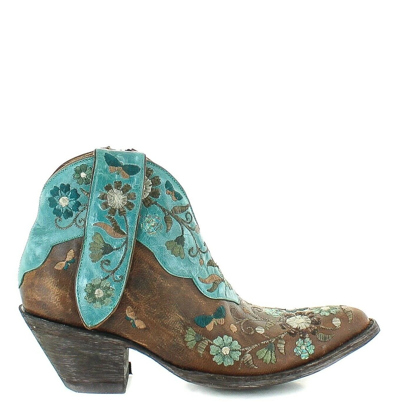 Old Gringo Ladies Cate Brown & Turquoise Floral Shortie Boots BL3186-1 3 Old Gringo Ladies Cate Brown & Turquoise Floral Shortie Boots BL3186-1 - Image 3