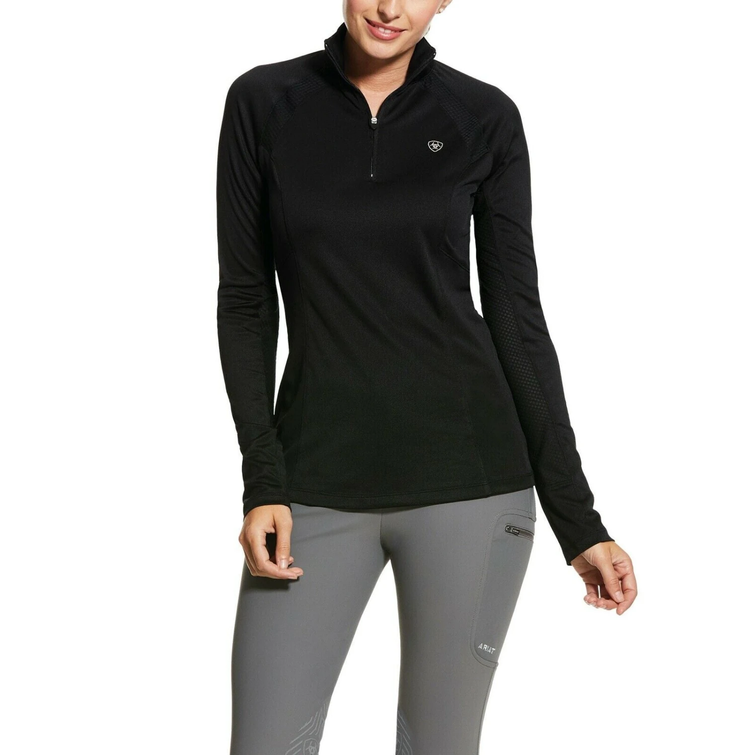 Ariat® Ladies Sunstopper 2.0 Black 1/4-Zip Pullover Baselayer 10030429 1 Ariat® Ladies Sunstopper 2.0 Black 1/4-Zip Pullover Baselayer 10030429
