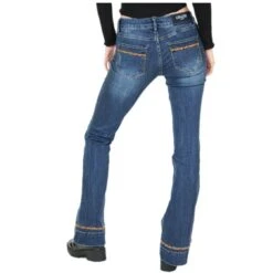 Grace In L.A. Ladies Leopard Print Detailed Flare Jeans EL2756