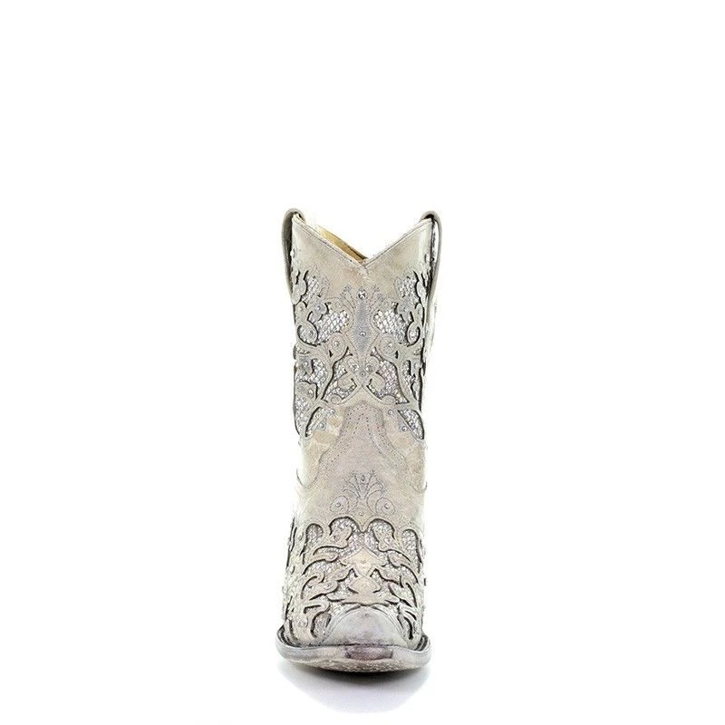 Corral Boots Corral Ladies Mariah White Glitter Inlay & Crystals Ankle Boots A3550 5 Corral Boots Corral Ladies Mariah White Glitter Inlay & Crystals Ankle Boots A3550 - Image 5