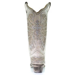 Corral Boots Corral Ladies Angela White Glitter Wing & Cross Studded Boots A3571 -Western Belle Deals A3571 3