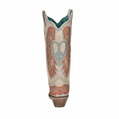 Corral Boots Corral Ladies Studded Bone Heart & Wings Overlay Western Boots A4236 -Western Belle Deals A42363