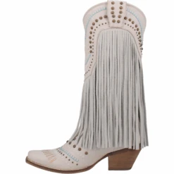 Dingo® Ladies Gypsy Almond Toe Fringed White Boots DI737-WHT -Western Belle Deals DI737 WHT 2