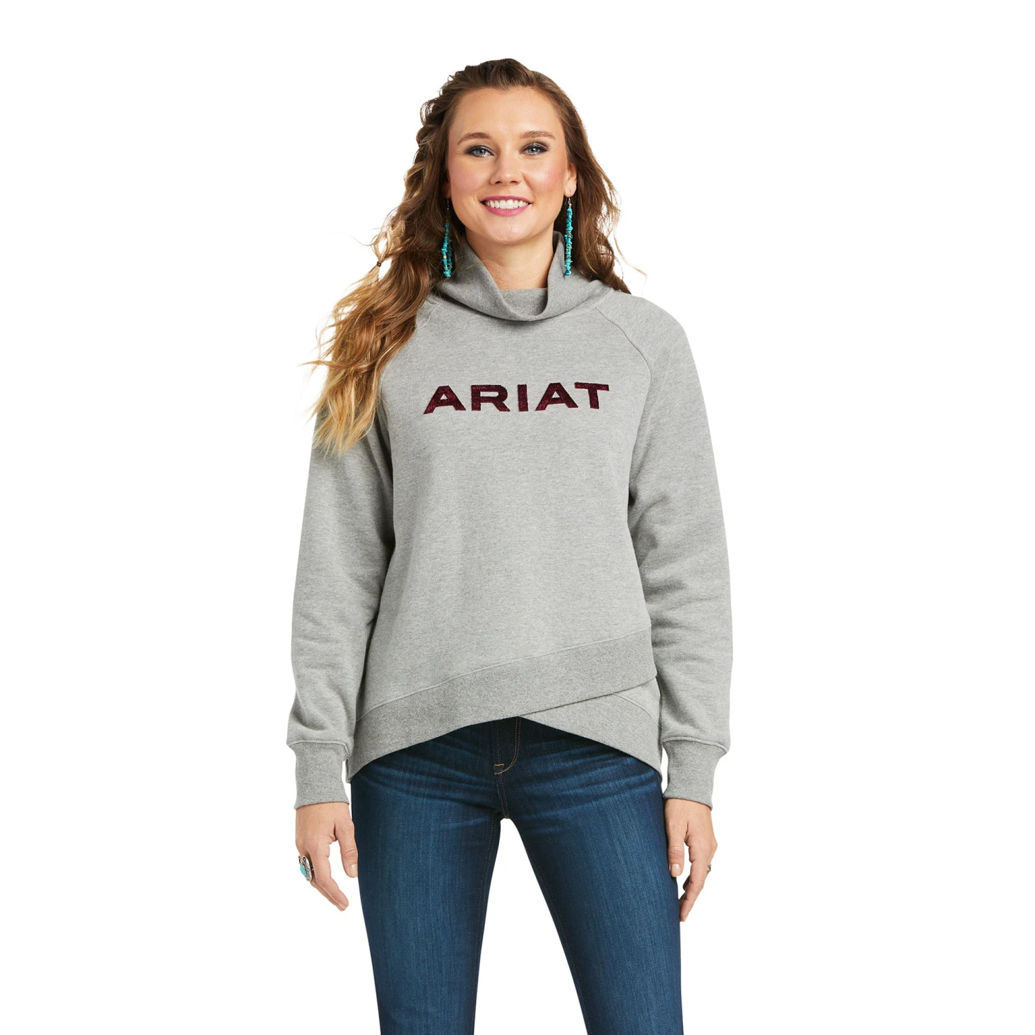 Ariat Ladies REAL Crossover Heather Gray Sweatshirt 10037572 1 Ariat Ladies REAL Crossover Heather Gray Sweatshirt 10037572