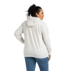 Ariat® Ladies REAL Elevated Long Sleeve White Sand Hoodie 10037895 -Western Belle Deals F21 WMS WEST 10037895 back plus