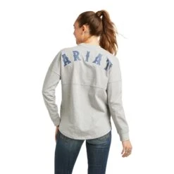 Ariat Ladies REAL Oversized Long Sleeve Heather Grey T-Shirt 10038077