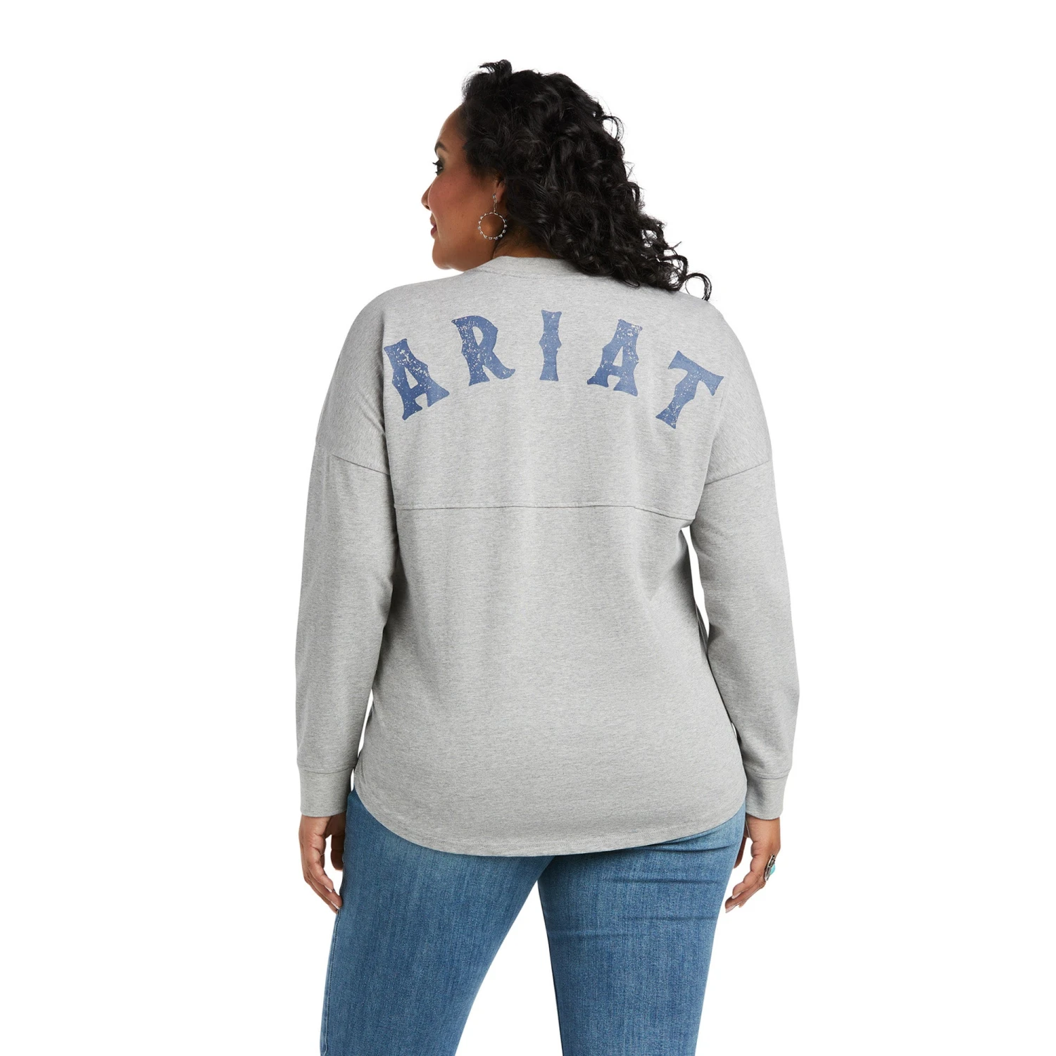 Ariat Ladies REAL Oversized Long Sleeve Heather Grey T-Shirt 10038077 5 Ariat Ladies REAL Oversized Long Sleeve Heather Grey T-Shirt 10038077 - Image 5