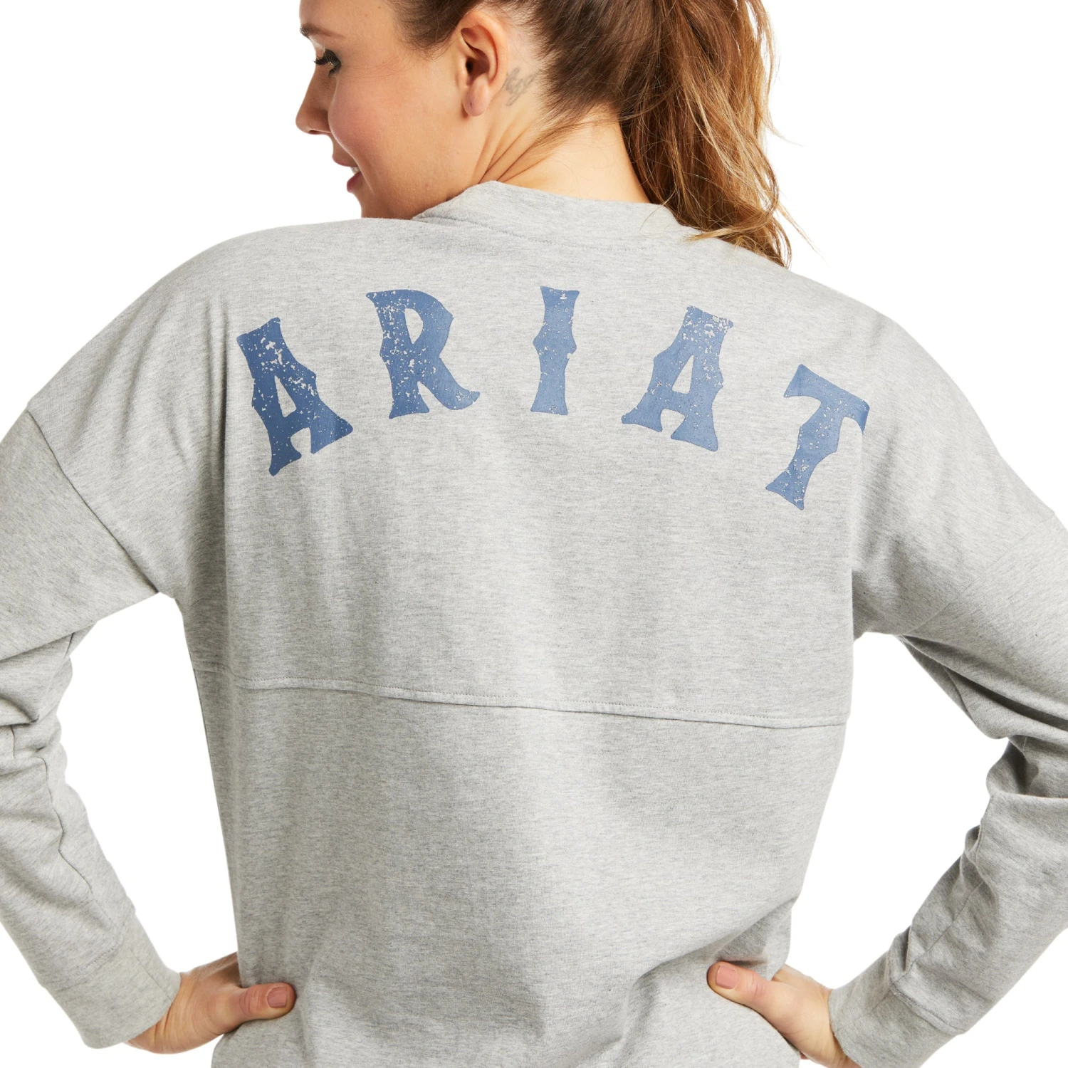 Ariat Ladies REAL Oversized Long Sleeve Heather Grey T-Shirt 10038077 3 Ariat Ladies REAL Oversized Long Sleeve Heather Grey T-Shirt 10038077 - Image 3