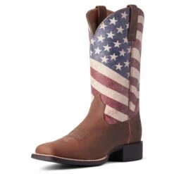 Ariat Ladies Round Up Patriot Stars & Stripes Western Boots 10038397 -Western Belle Deals F21 WMS WEST 10038397 3 4 front