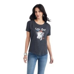 Ariat® Ladies "Cow Gal" Charcoal Heather Graphic T-shirt 10042716