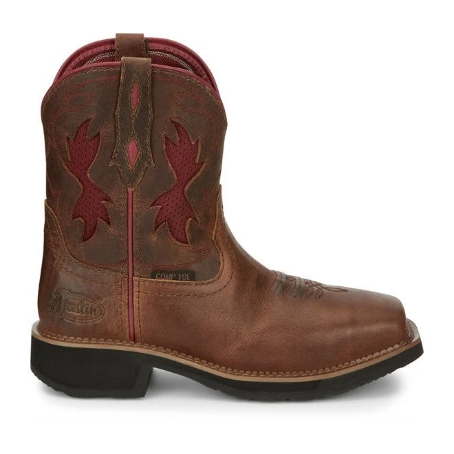 Justin Ladies Lathey Brown Nano Composite Square Toe Work Boots GY9962 4 Justin Ladies Lathey Brown Nano Composite Square Toe Work Boots GY9962 - Image 4