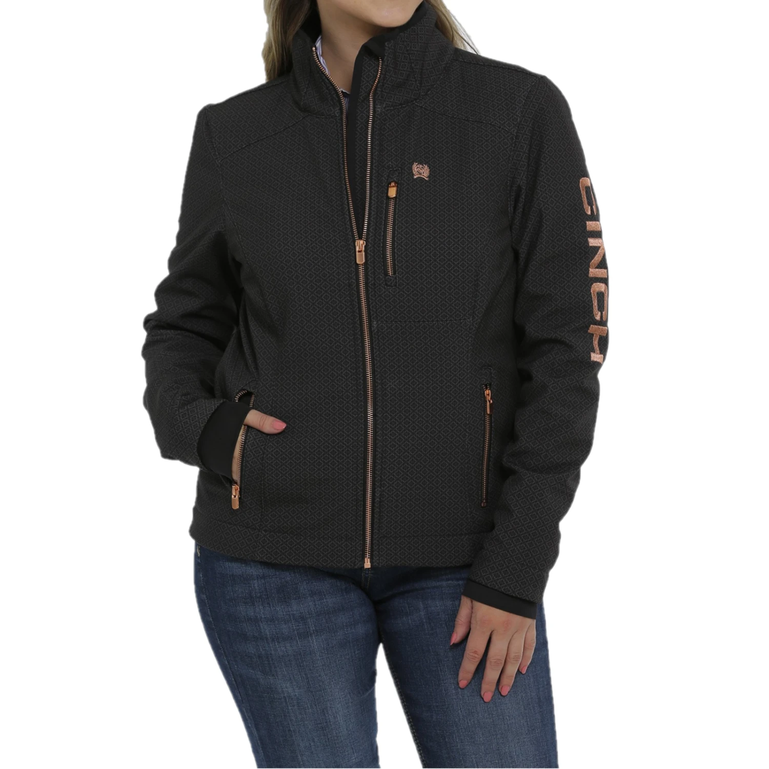 Cinch® Ladies Black Bonded Full Zip Jacket MAJ9856001 1 Cinch® Ladies Black Bonded Full Zip Jacket MAJ9856001