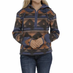 Cinch® Ladies Blue Aztec Printed Pullover Hoodie MAK9812001