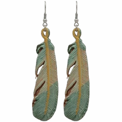 Blazin Roxx Ladies Strike Tooled & Painted Leather Feather Earrings DE0527GR