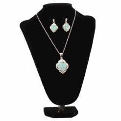 Blazin Roxx Ladies Turquoise & Silver Pendant Jewelry Set 3052236