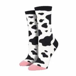 SockSmith Ladies MOOOO! Cow Print Crew Socks WNC1886-WHI
