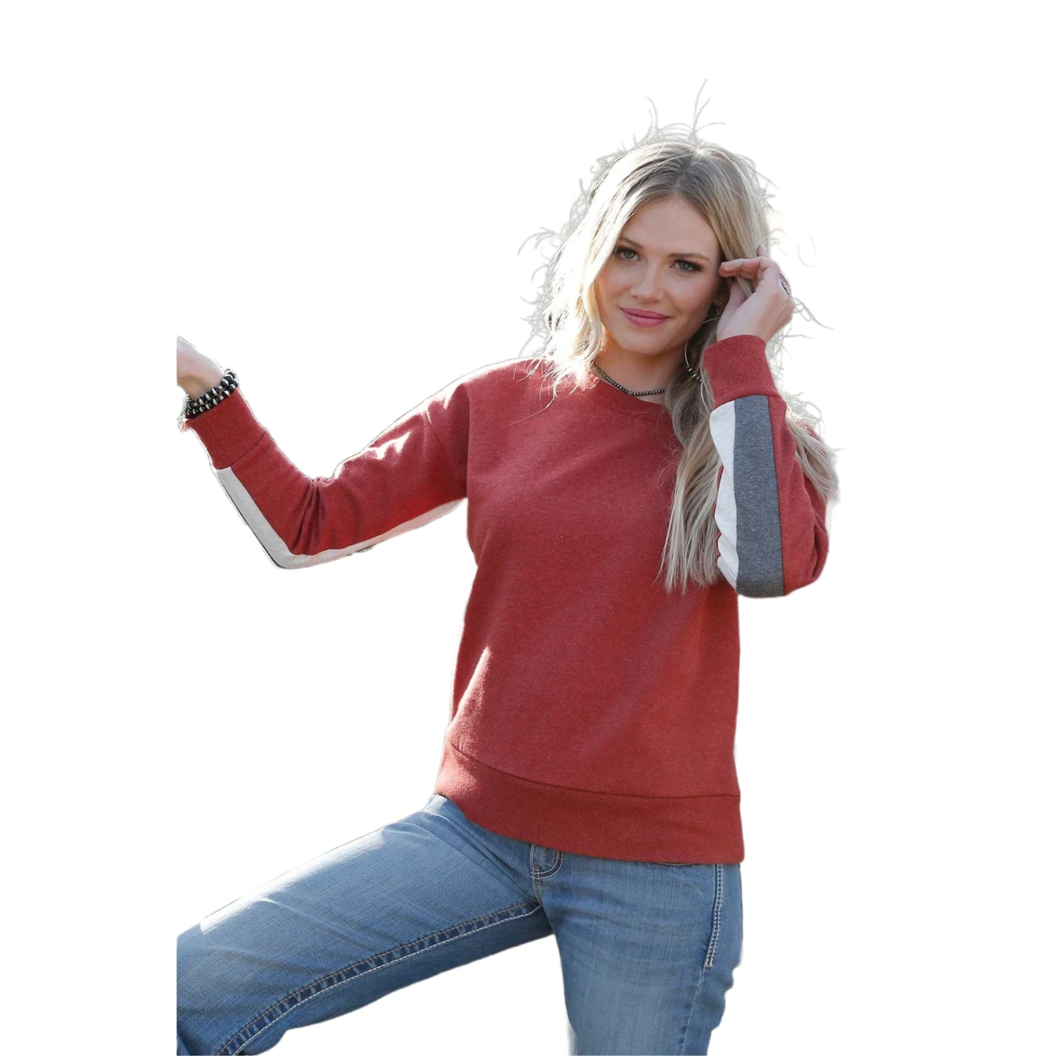 Cruel Denim Ladies Reversible V-Neck Red Sweatshirt CTK7370001 2 Cruel Denim Ladies Reversible V-Neck Red Sweatshirt CTK7370001 - Image 2