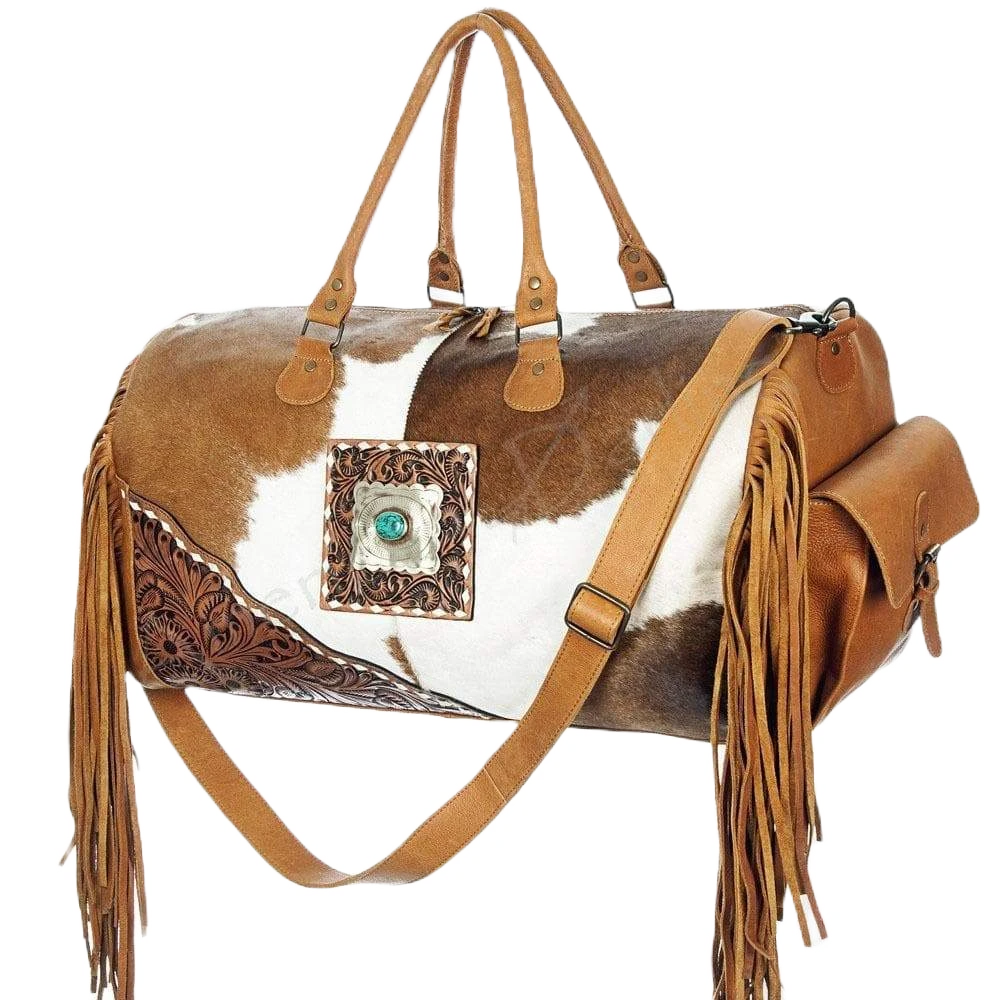 American Darling Cowhide With Leather Accent Duffle Bag ADBG608 1 American Darling Cowhide With Leather Accent Duffle Bag ADBG608