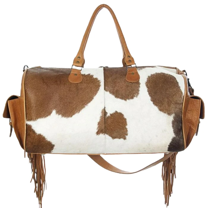 American Darling Cowhide With Leather Accent Duffle Bag ADBG608 2 American Darling Cowhide With Leather Accent Duffle Bag ADBG608 - Image 2