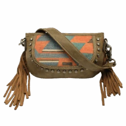 Blazin Roxx Jenni Brown Leather & Canvas Crossbody Belt Bag N770006697