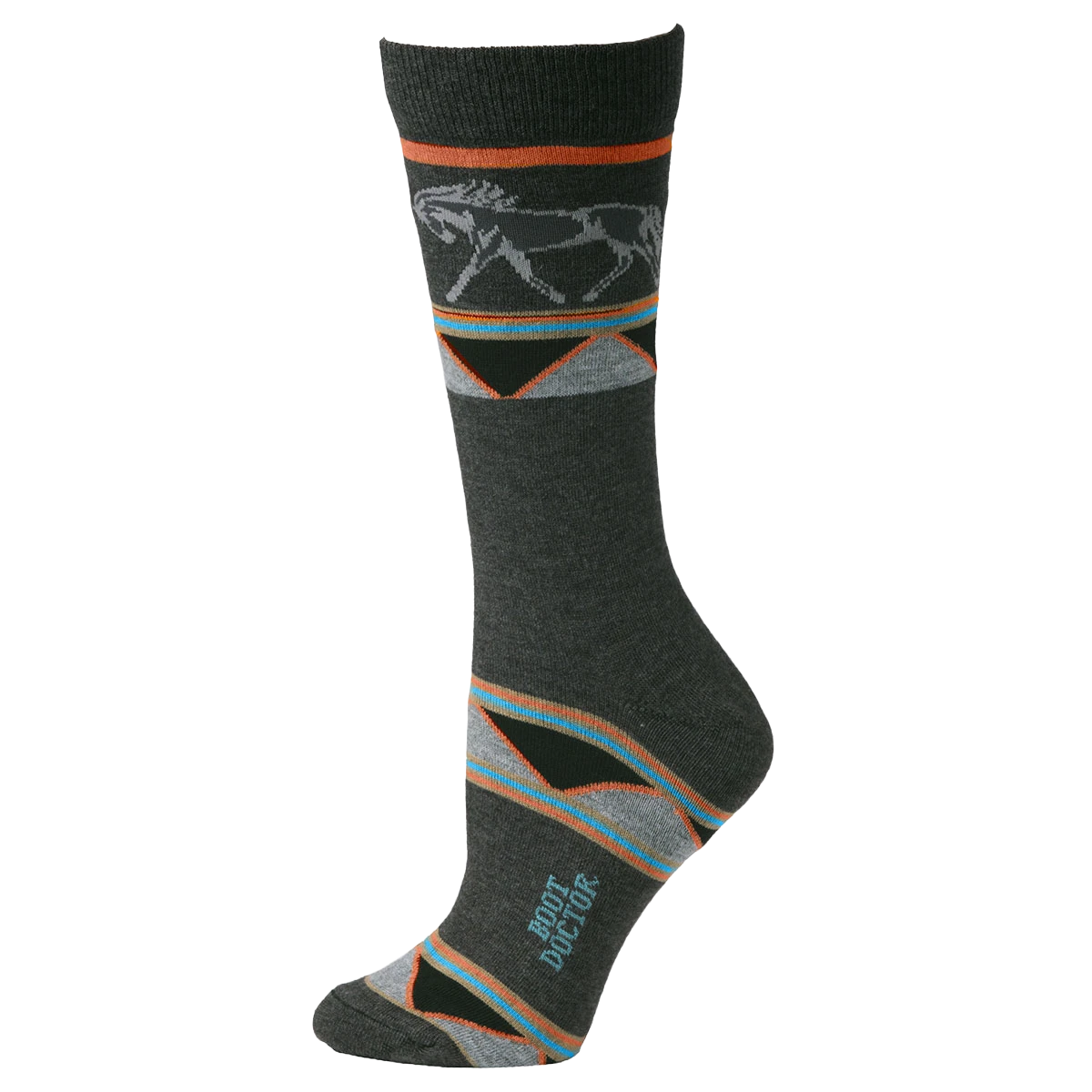 Boot Doctor Ladies Horse Pattern Grey Crew Socks 0417506 1 Boot Doctor Ladies Horse Pattern Grey Crew Socks 0417506