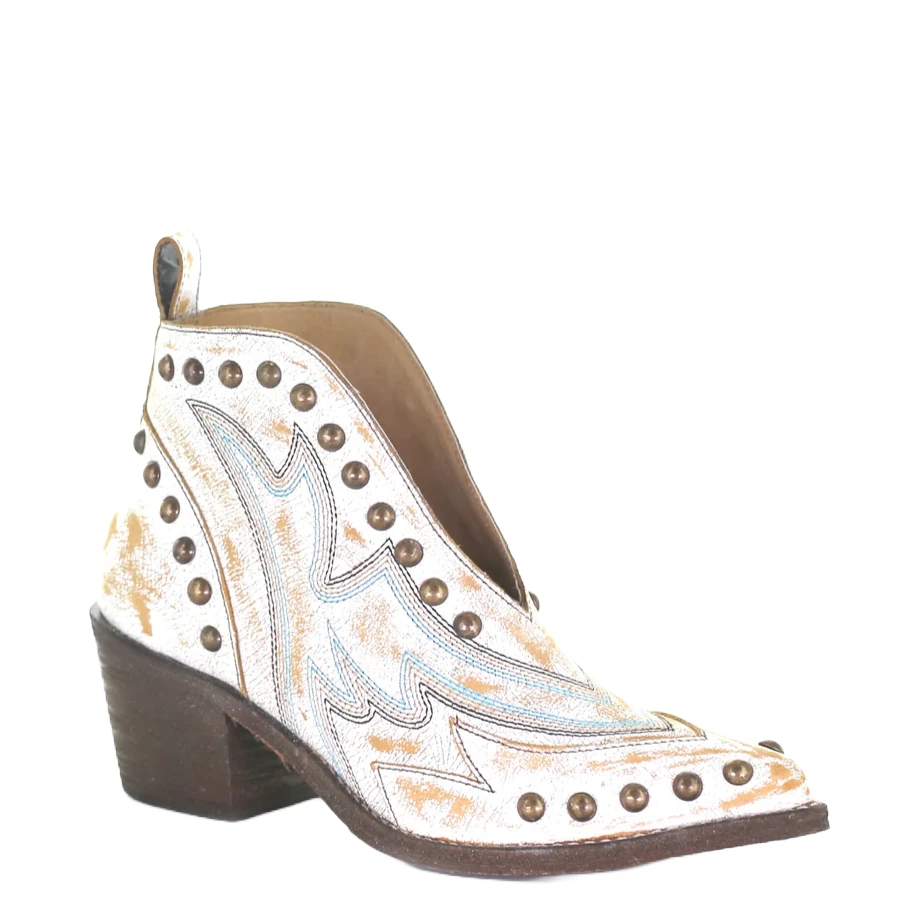 Circle G By Corral Ladies White Studs Booties Q0167 1 Circle G By Corral Ladies White Studs Booties Q0167