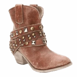 Circle G By Corral Ladies Studded Strap Ankle Cowgirl Boots P5042