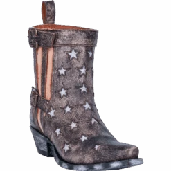 Dan Post Ladies Star Struck Distressed Black Leather Booties DP4078