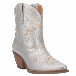 Dingo Ladies Primrose Floral Embroidery Silver Boots DI748-GY6