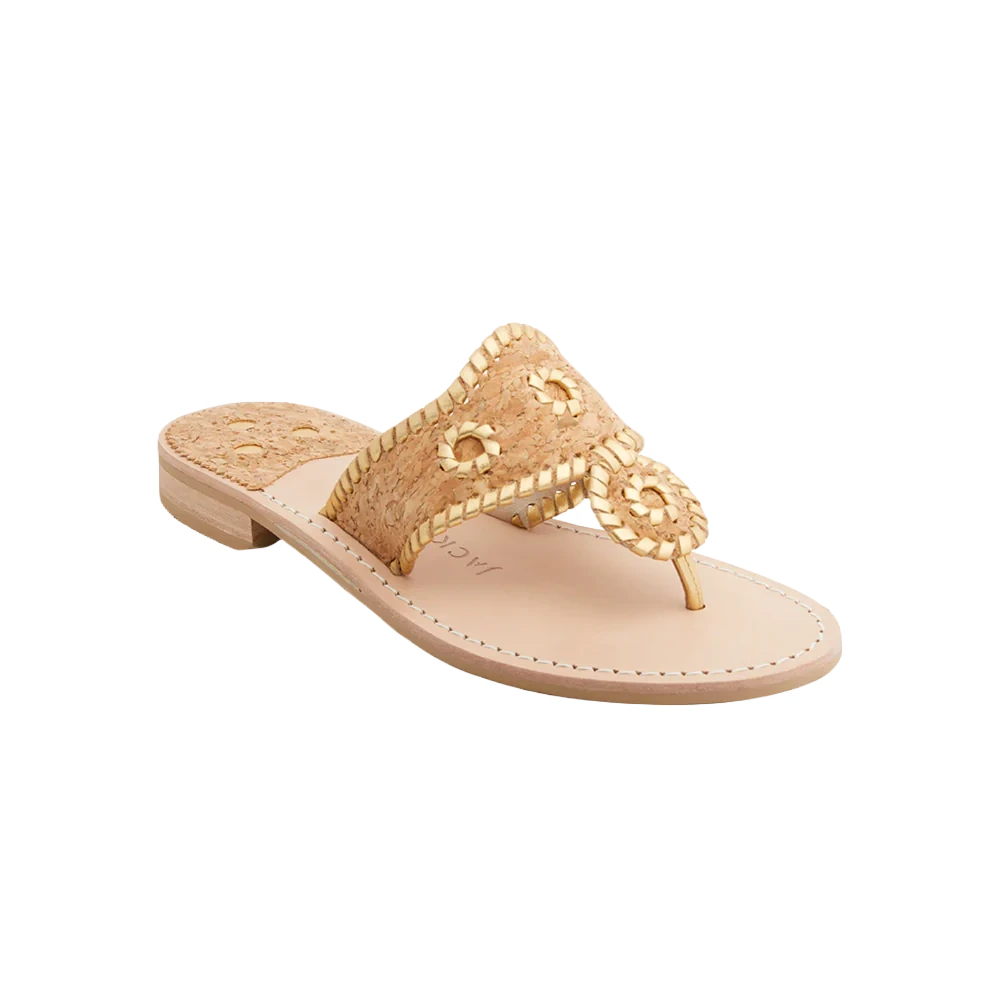 Jack Rogers Ladies Flat Cork Gold Sandals 111221JK03102 1 Jack Rogers Ladies Flat Cork Gold Sandals 111221JK03102