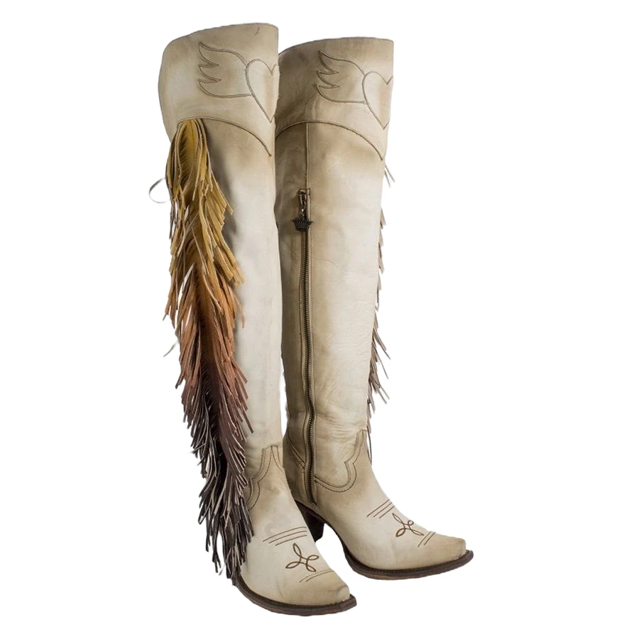 Junk Gypsy Ladies Spirit Animal Bone Suede Ombre Fringe Boot JG0022C 1 Junk Gypsy Ladies Spirit Animal Bone Suede Ombre Fringe Boot JG0022C
