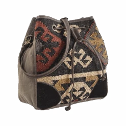 Olay Aztec Rug Woven & Cowhide Canvas Shoulder Bag LB269