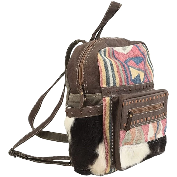 Olay Woven Rug Cowhide Multicolor Rug Striped Backpack LB105 1 Olay Woven Rug Cowhide Multicolor Rug Striped Backpack LB105