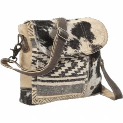 Olay Aztec Rug Woven Cowhide Button Accent Crossbody Bag LB149
