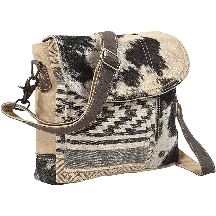 Olay Aztec Rug Woven Cowhide Button Accent Crossbody Bag LB149 1 Olay Aztec Rug Woven Cowhide Button Accent Crossbody Bag LB149