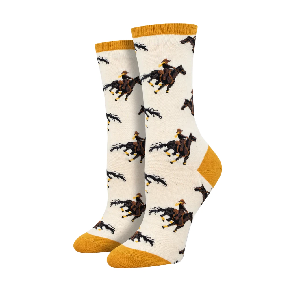 Sock Smith Ladies " Giddy Up" Ivory Crew Socks WNC2973-HIV 1 Sock Smith Ladies " Giddy Up" Ivory Crew Socks WNC2973-HIV