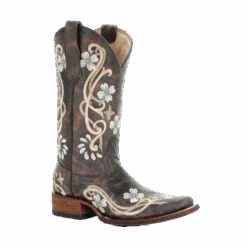 Circle G By Corral Ladies Shedron/Beige Floral Embroidered Boots L5270