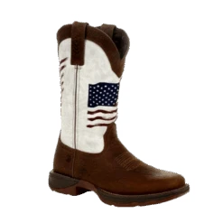 Durango® Ladies Rebel Brown & White Flag Embroidery Western Boots DRD0394