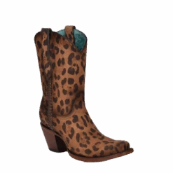 Corral Boots Corral Ladies Leopard Print & Woven Ankle Brown Western Boots A4245