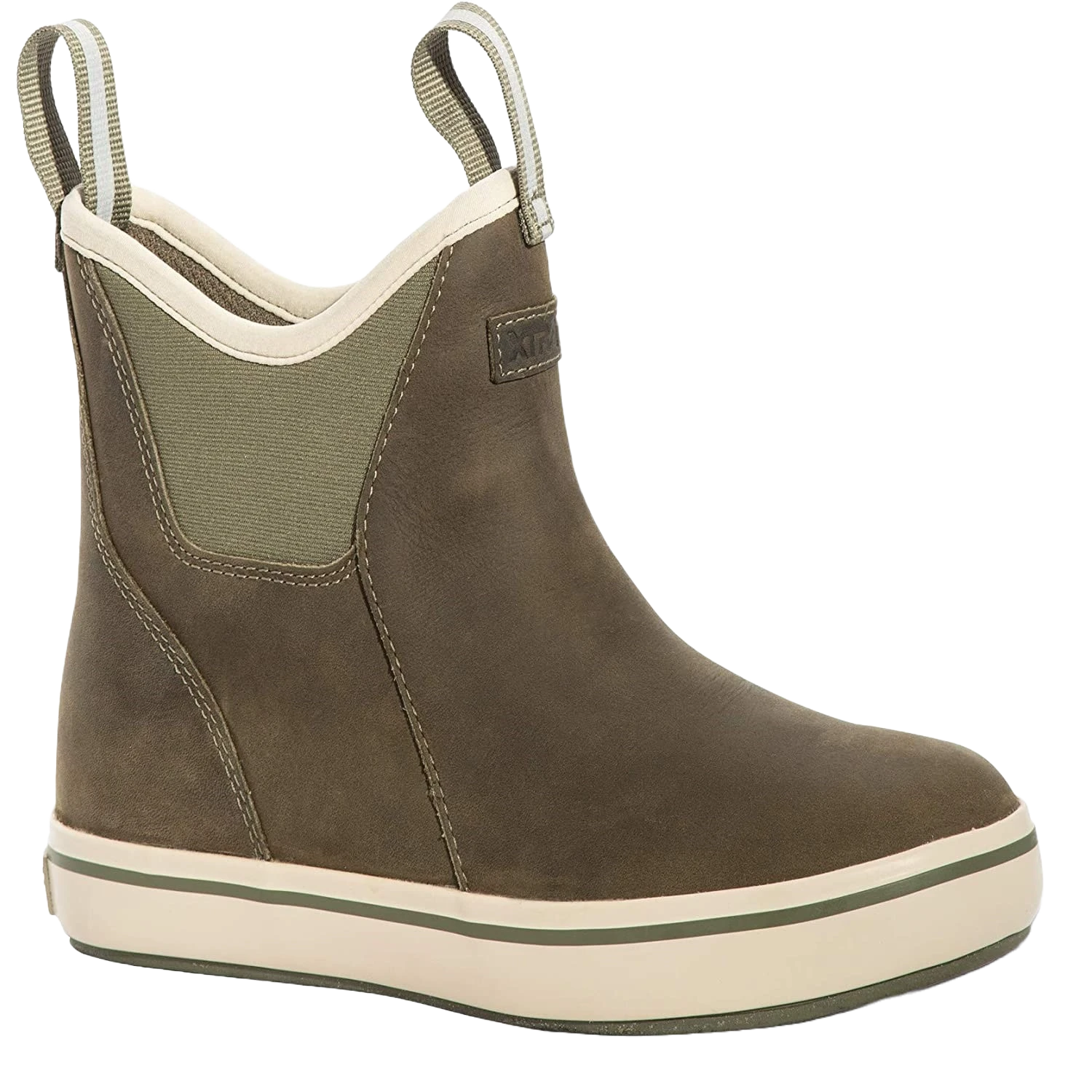 XTRATUF Ladies Olive Waterproof Leather Ankle Deck Boots XWAL-303 1 XTRATUF Ladies Olive Waterproof Leather Ankle Deck Boots XWAL-303